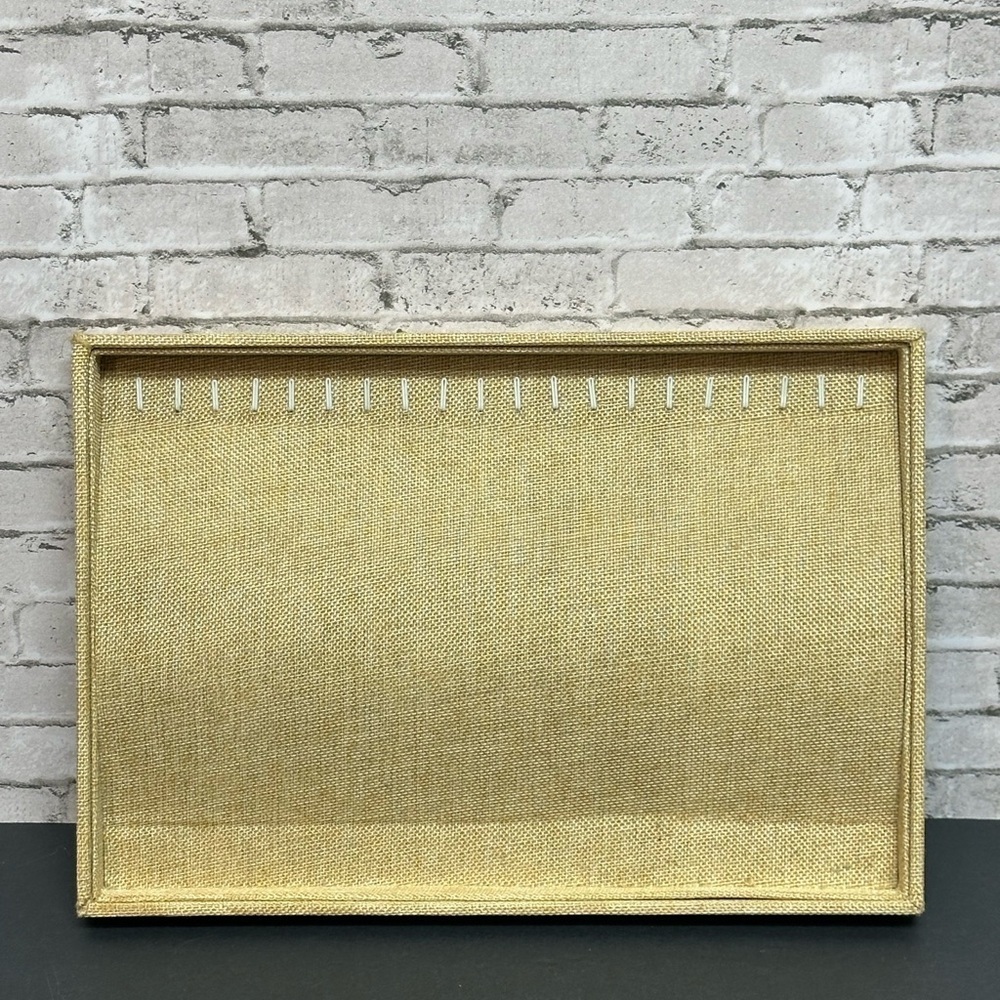 Jewelry Display Tray Organizer 20 Hooks for Necklaces Earrings Tan